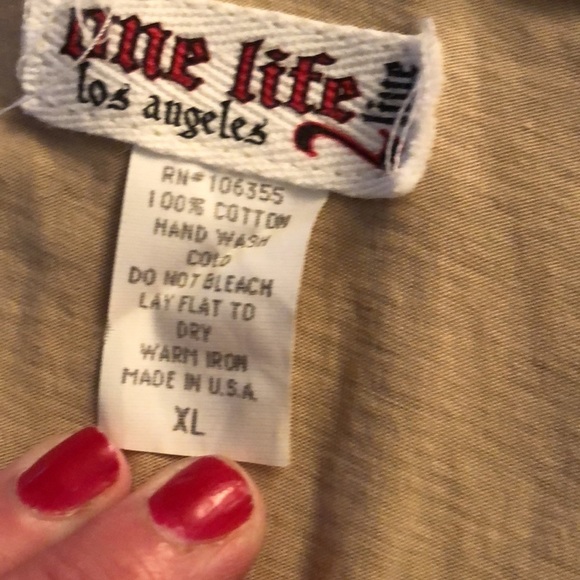 One Life size XL tan tee mock wrap sleeveless hooded tee shirt - Picture 6 of 10